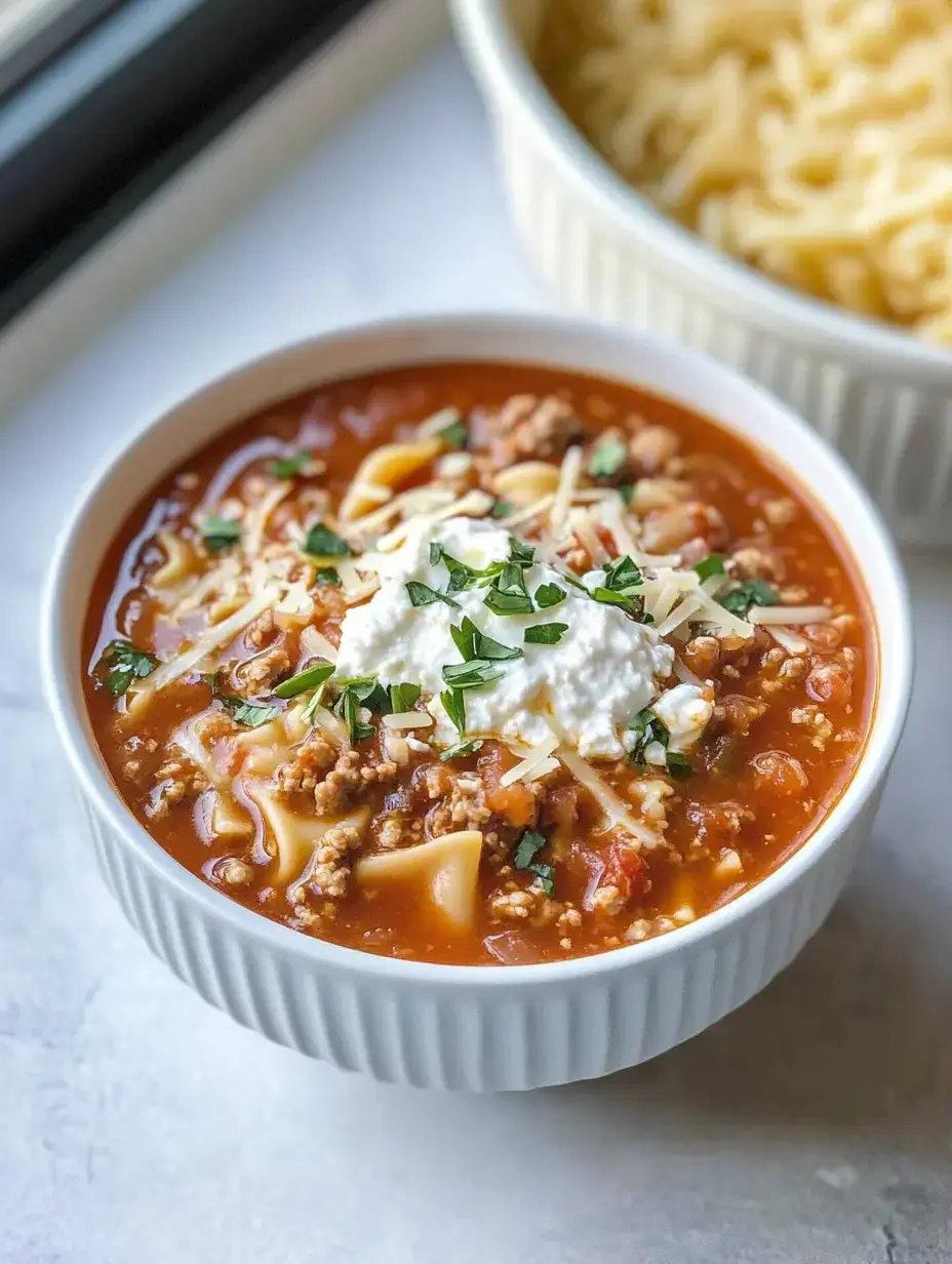 Un bol de soupe consistante à la viande et aux nouilles garnie de fromage, ricotta et herbes fraîches, accompagné d'un plat de pâtes.