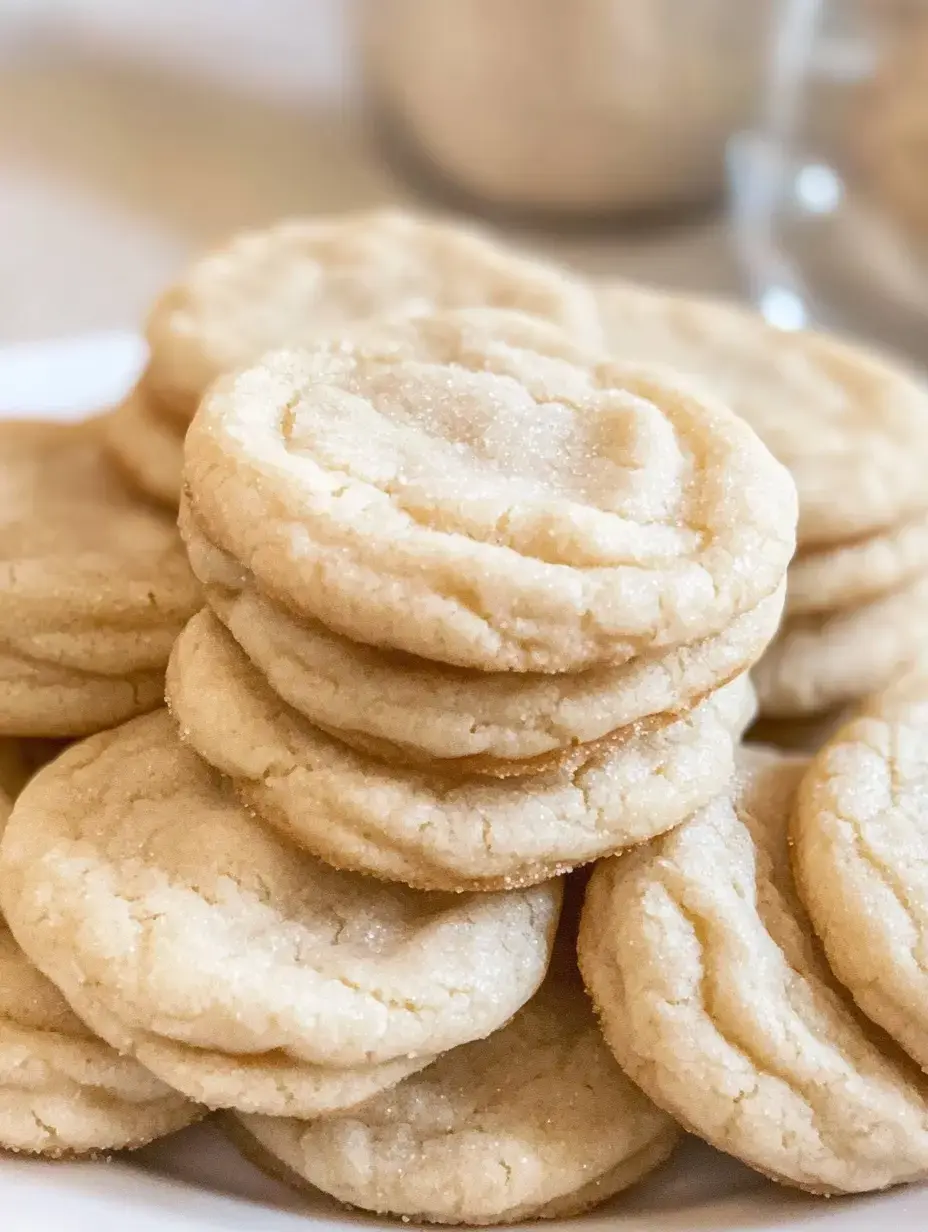 Gros plan d'une pile de biscuits au sucre sur une assiette blanche.