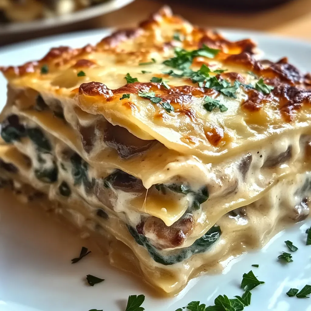 Lasagnes crémeuses aux épinards et champignons
