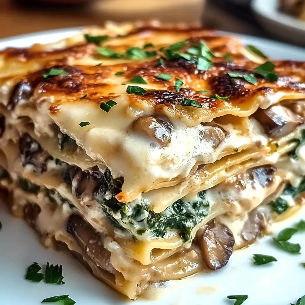 Lasagnes crémeuses aux épinards et champignons