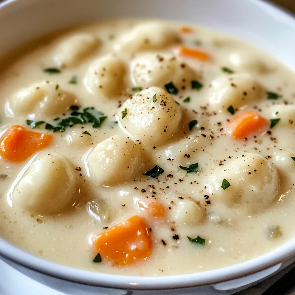 Soupe crémeuse au poulet et gnocchi