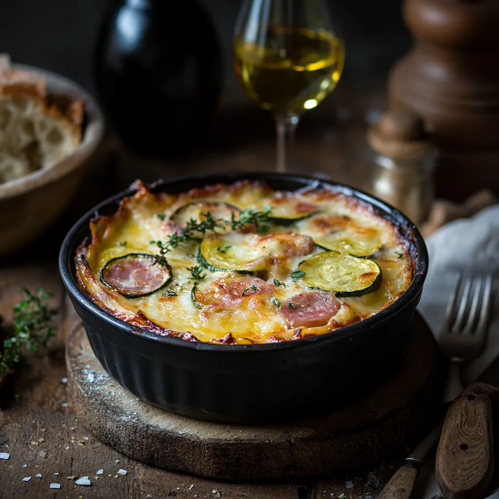 Recette Gratin de Courgettes, Jambon, et Riz