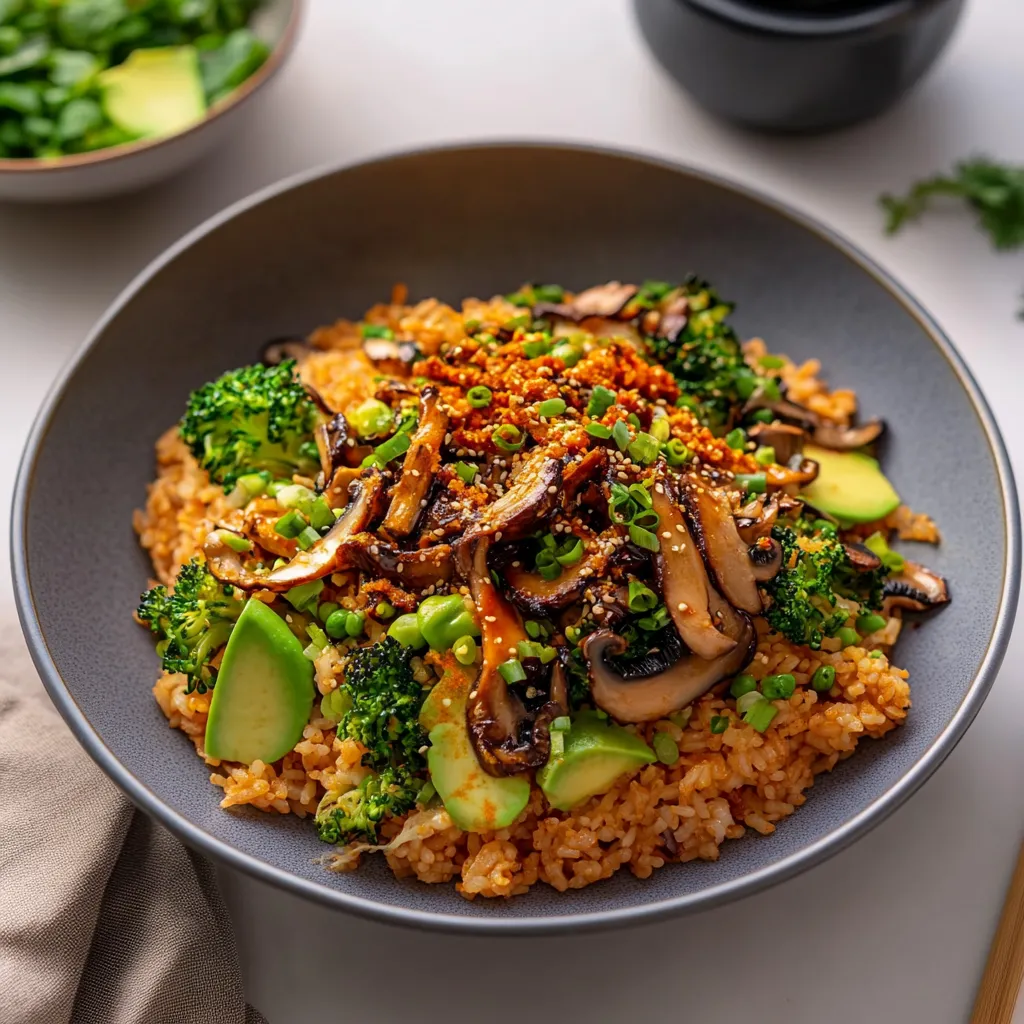 Salade de riz croustillant à la sauce gochujang