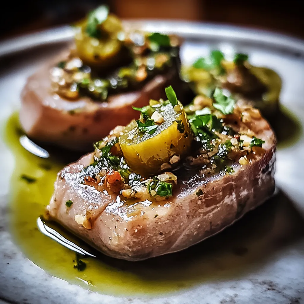 Thon poêlé tapenade manzanilla