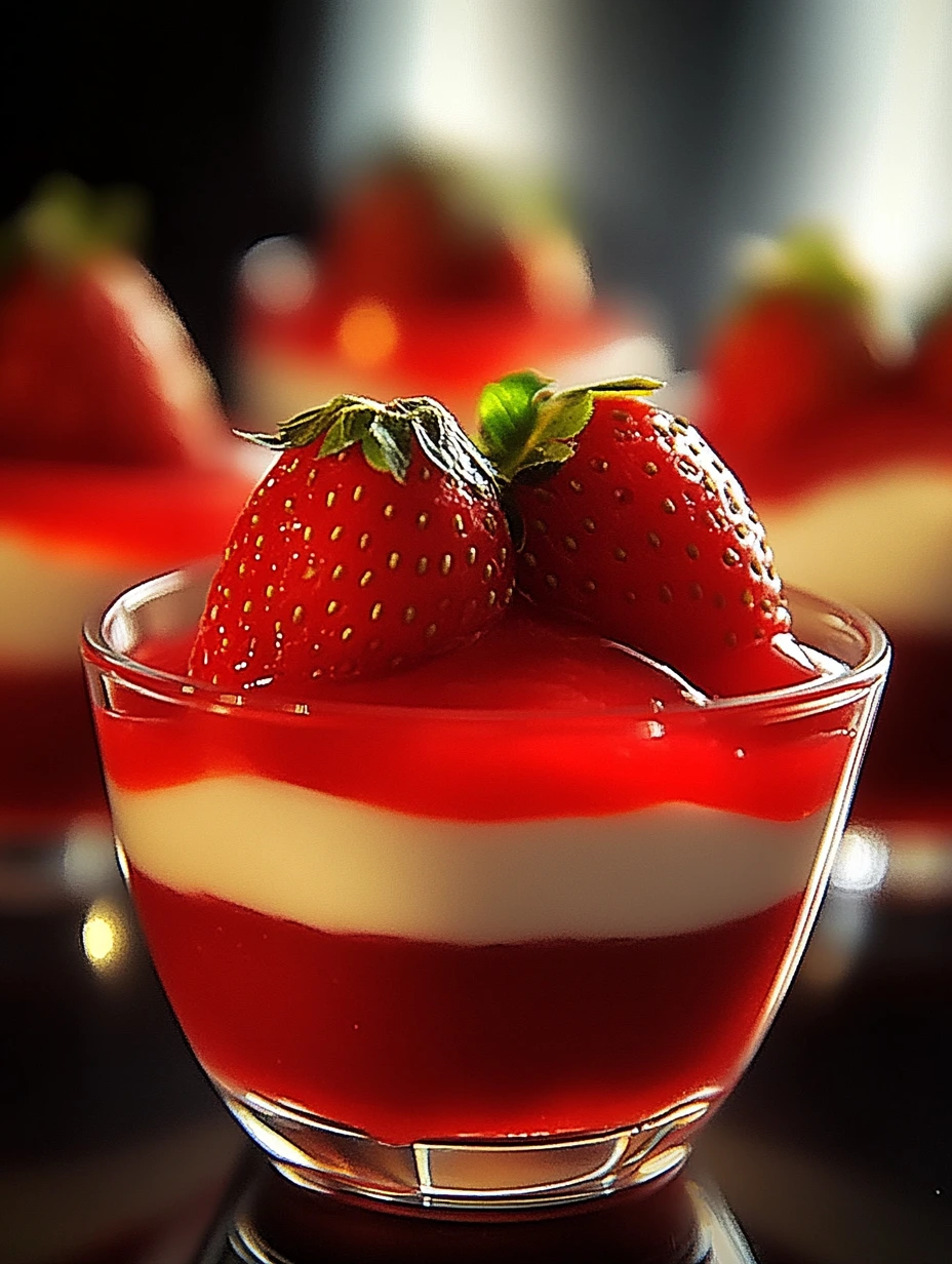 Coupes gélifiées à la fraise superposées