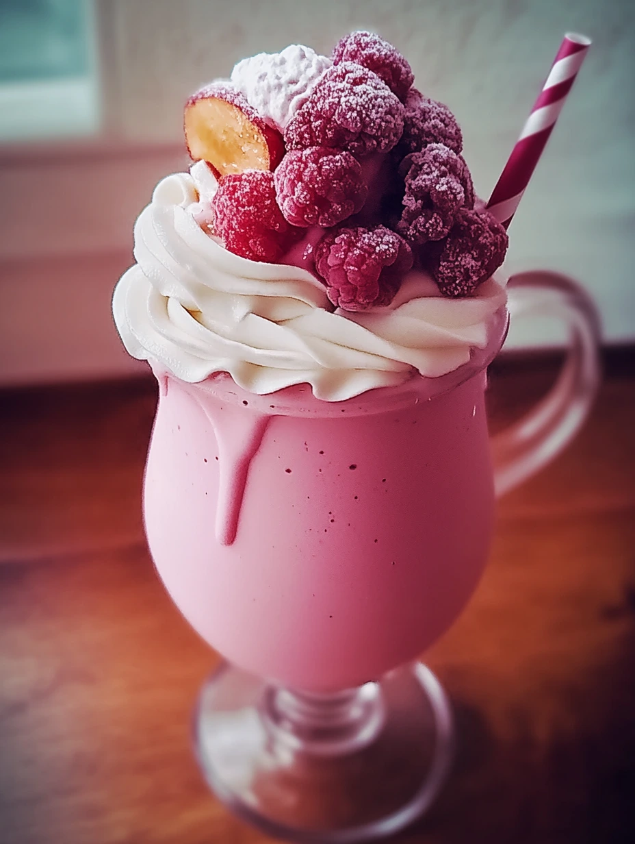Milkshake tout rose à la fraise