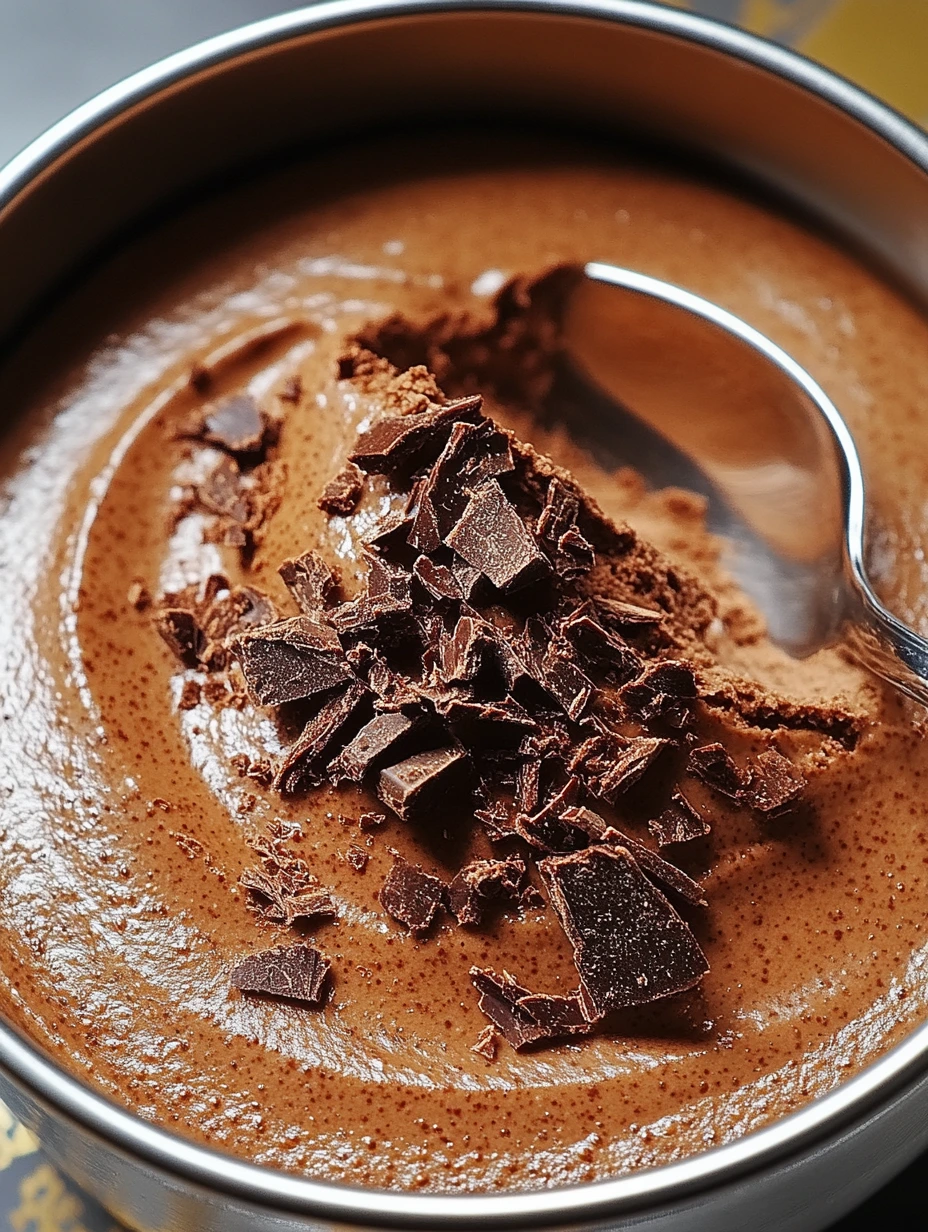 Cuillère dans une mousse chocolat