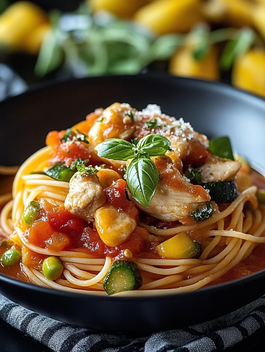 Sauce Spaghetti Légumes Poulet avec fromage