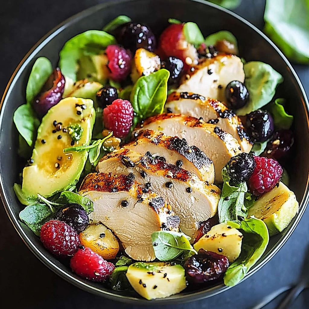 Poulet et mûres avec sauce basilic tahini