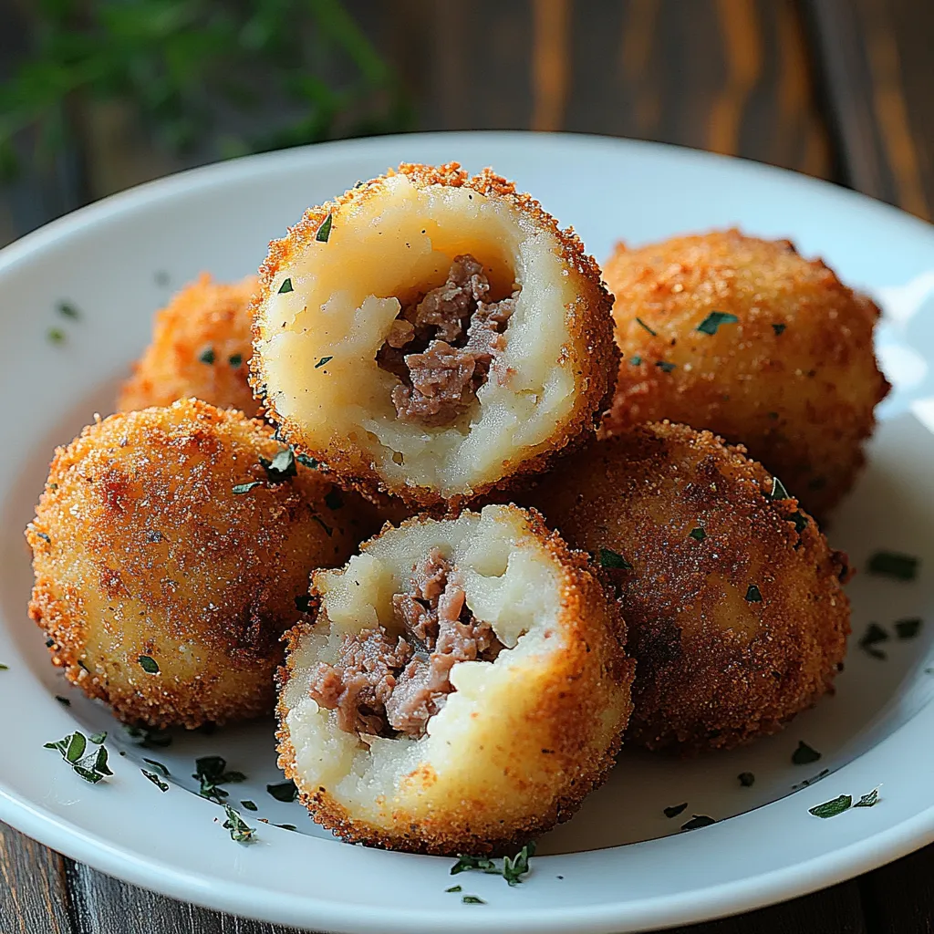 Croquettes de pommes de terre farcies à la viande