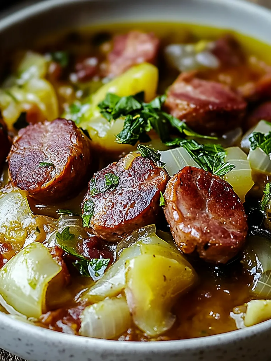 Chou vert braisé aux saucisses fumées