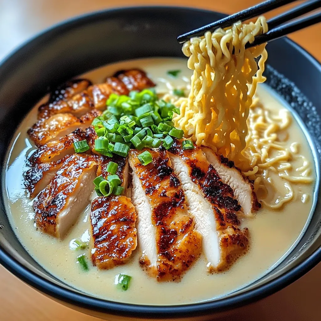 Ramen de Poulet Piquant avec Sauce Crémeuse à l'Ail