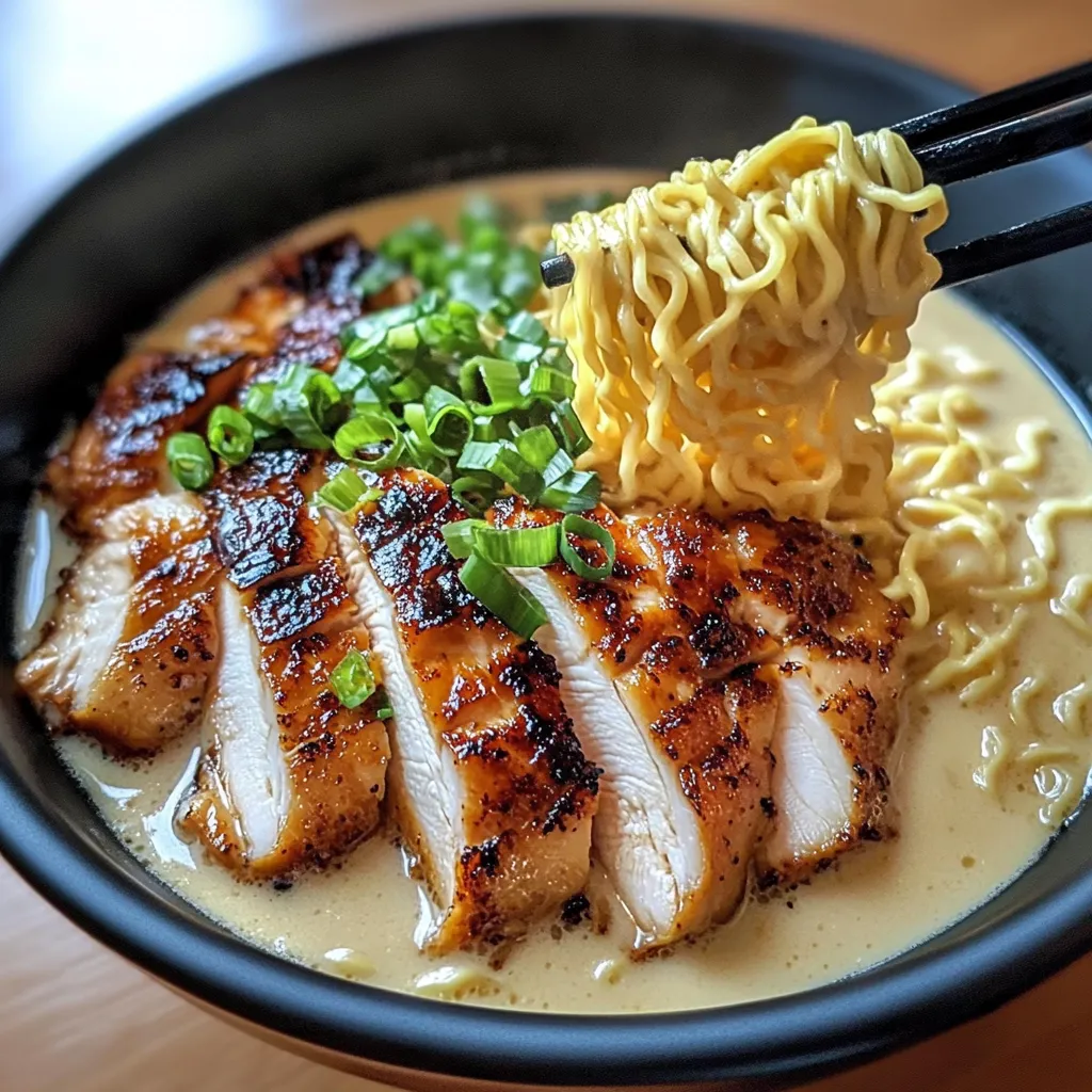 Ramen de Poulet Épicé Facile avec Sauce Crémeuse à l'Ail