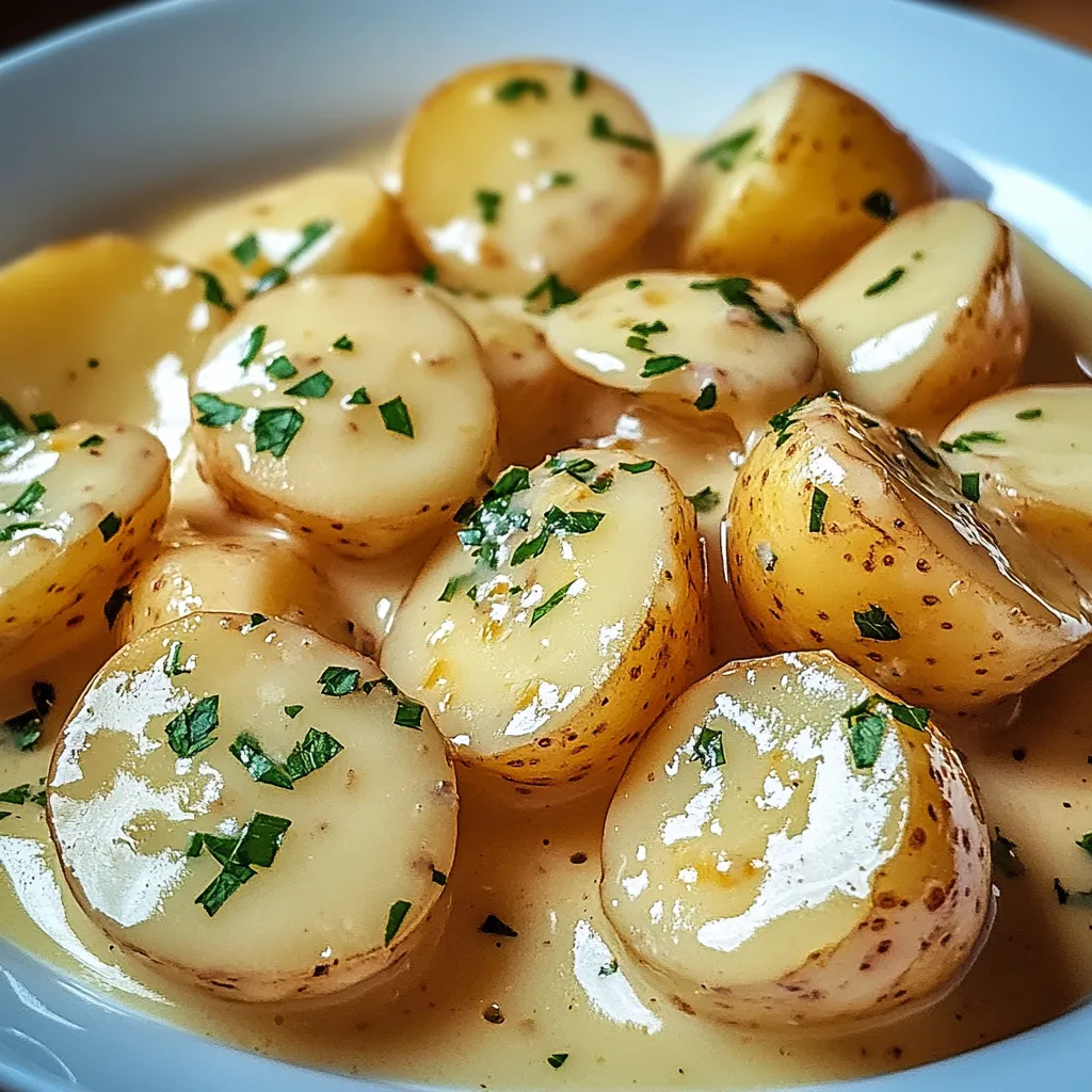 Pommes de Terre Nouvelles à la Sauce Crémeuse à l'Ail