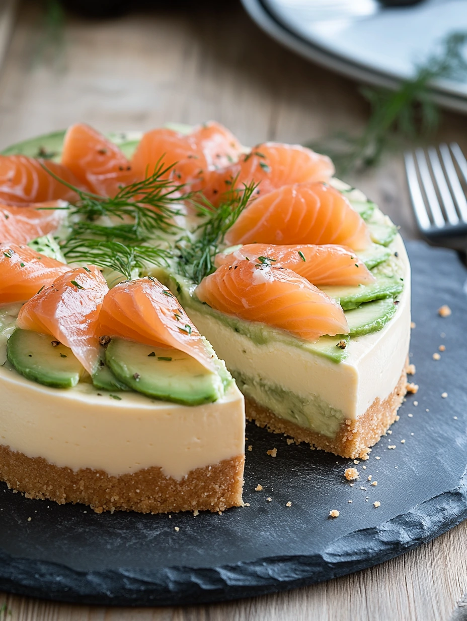 Cheesecake à l’avocat et au saumon, gourmand et frais