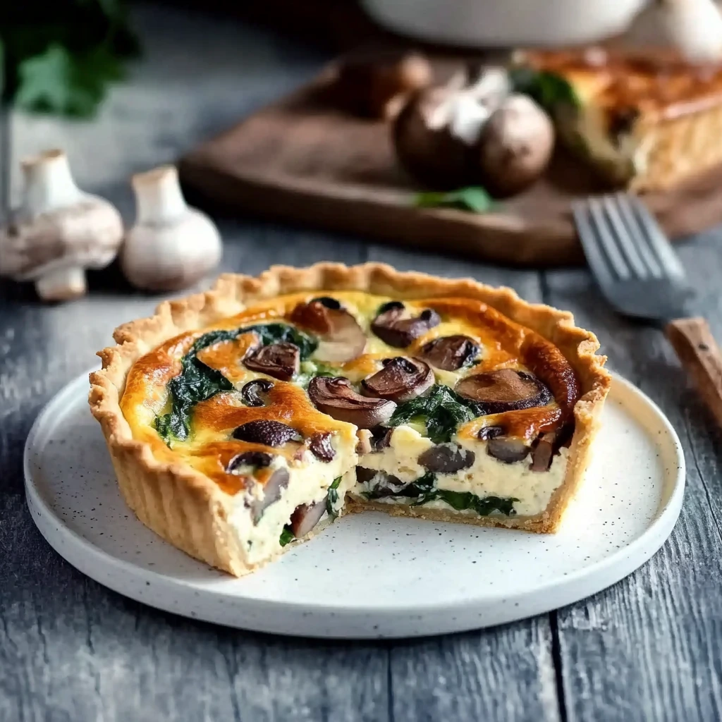 Quiche crémeuse épinards champignons