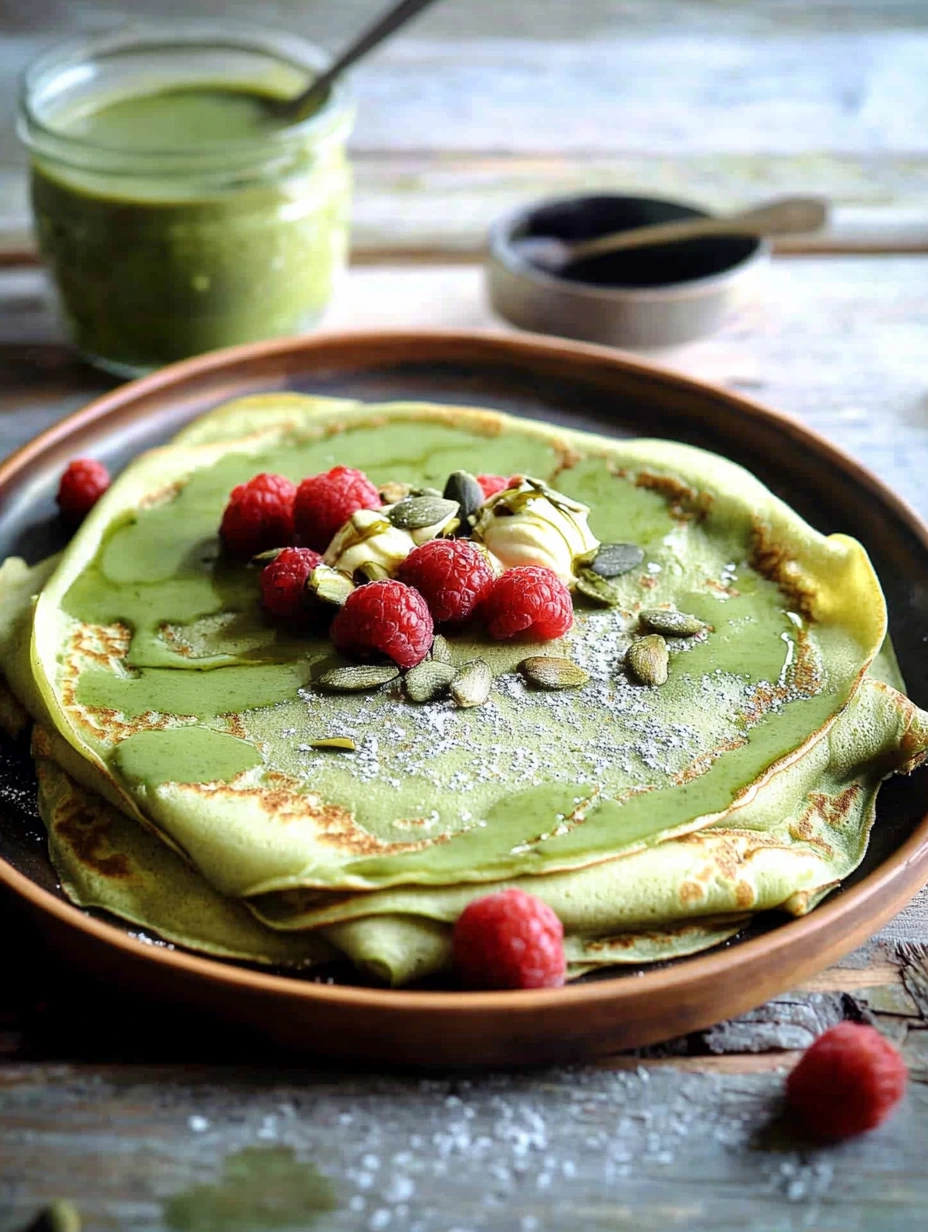 Crêpes matcha avec garniture de graines