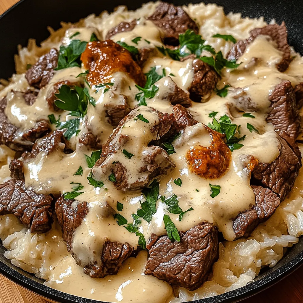 Bifteck et Riz au Queso Facile