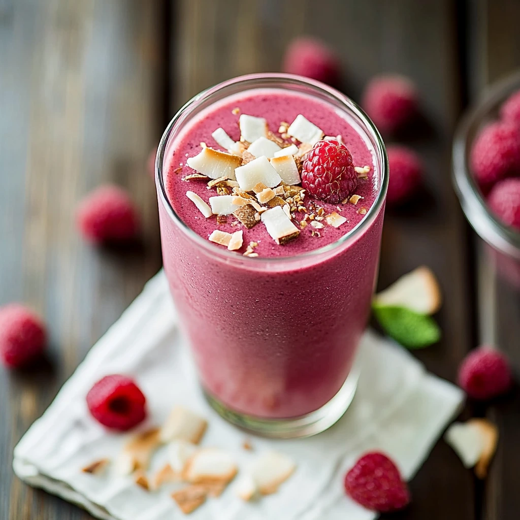 Smoothie coco aux framboises