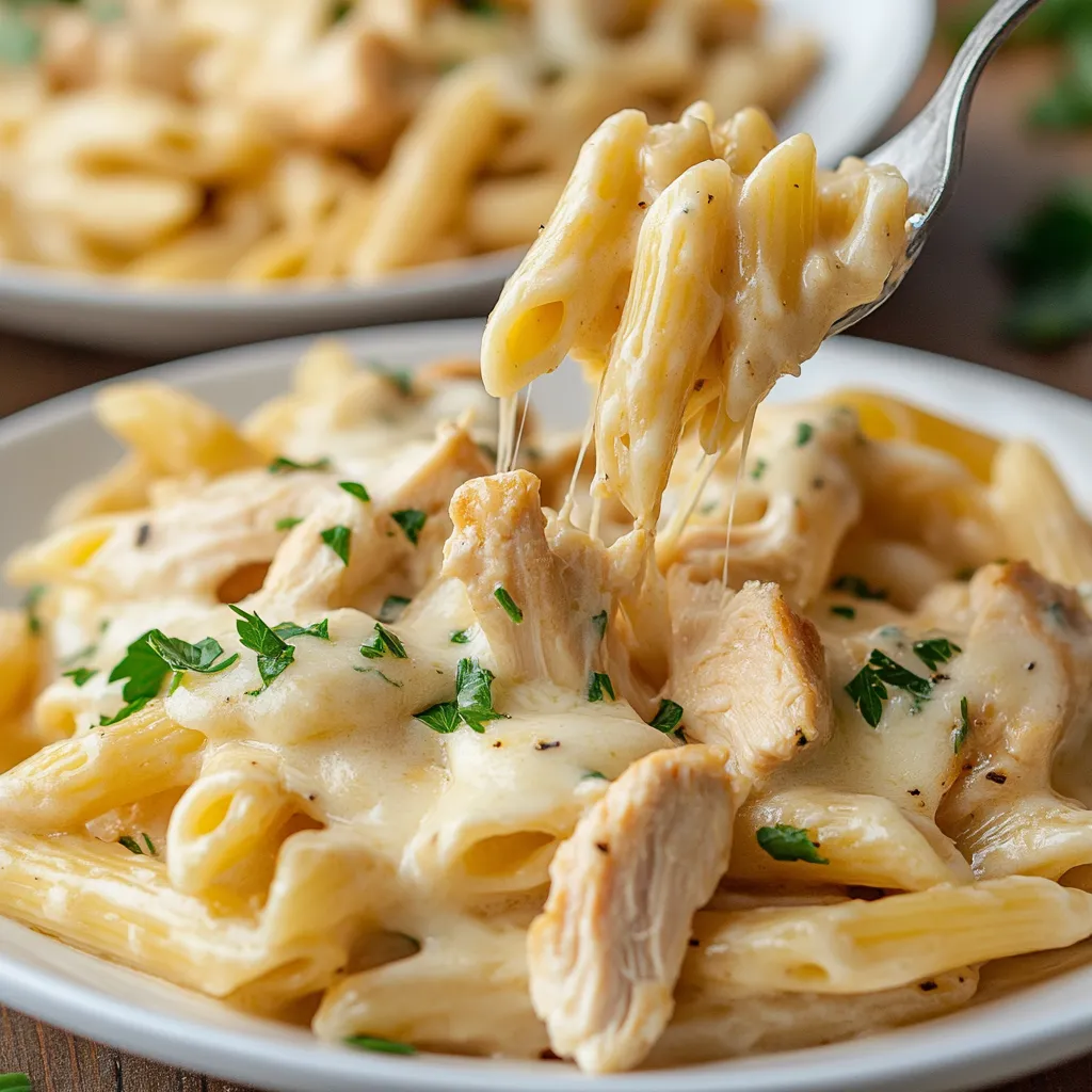 Pâtes au poulet gratinées