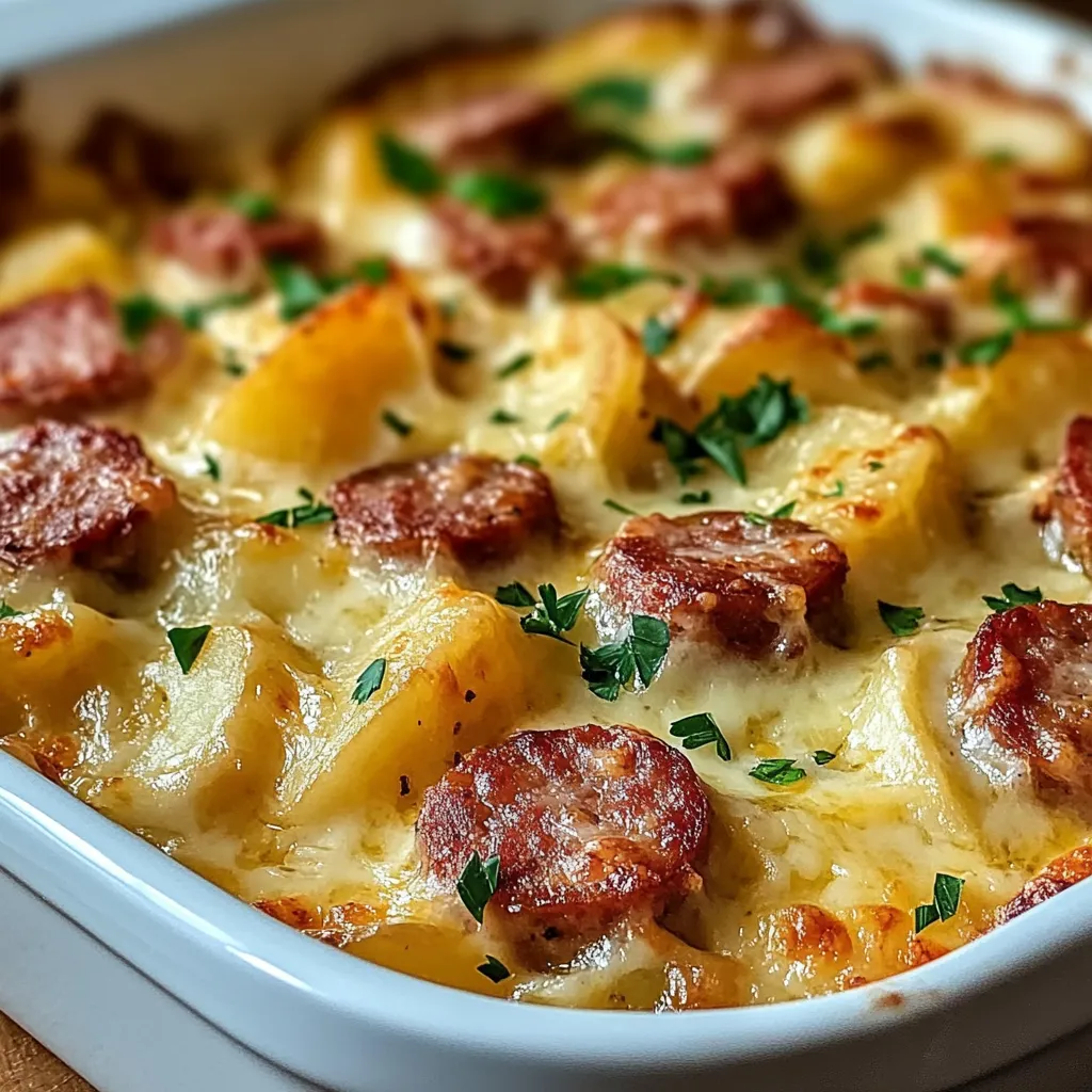 Gratin de pommes de terre au kielbasa et fromage