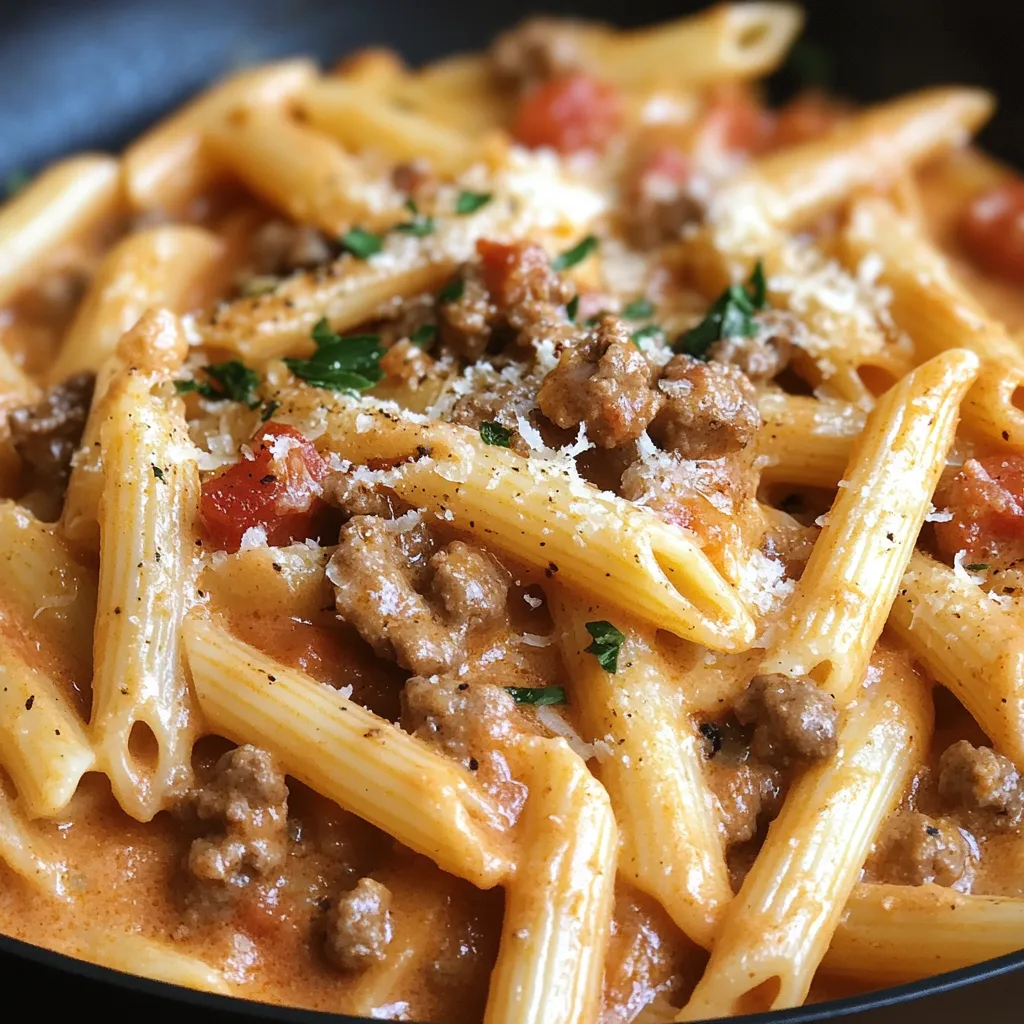 Pâtes faciles au bœuf et tomate crémeuses en une casserole