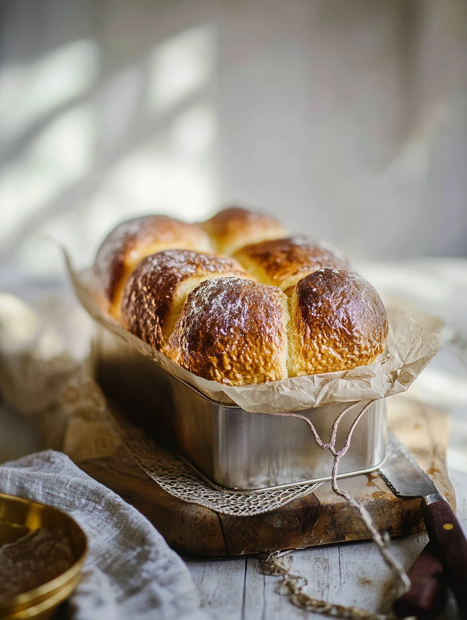 Brioche au beurre dorée maison petit-déjeuner