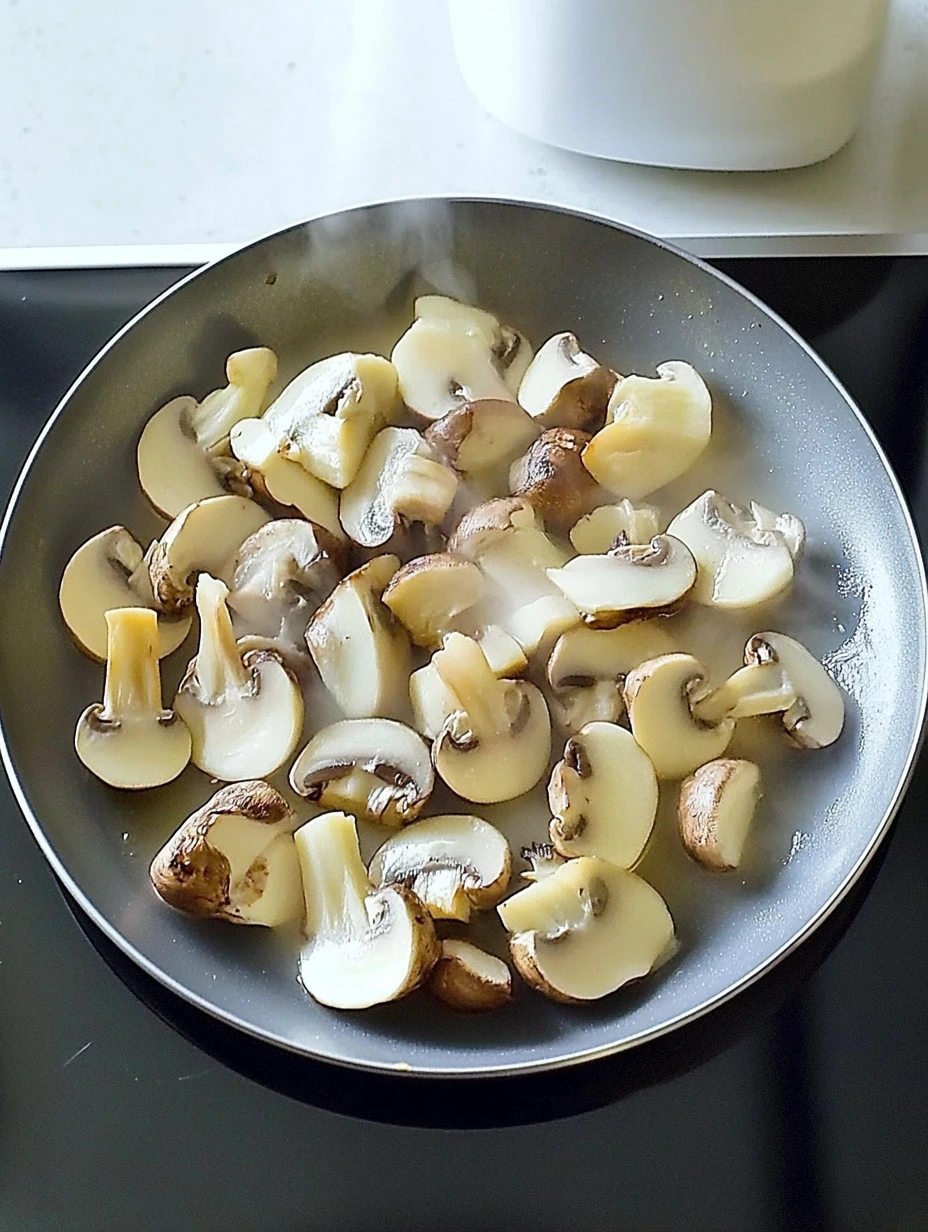 Sauce aux champignons en préparation