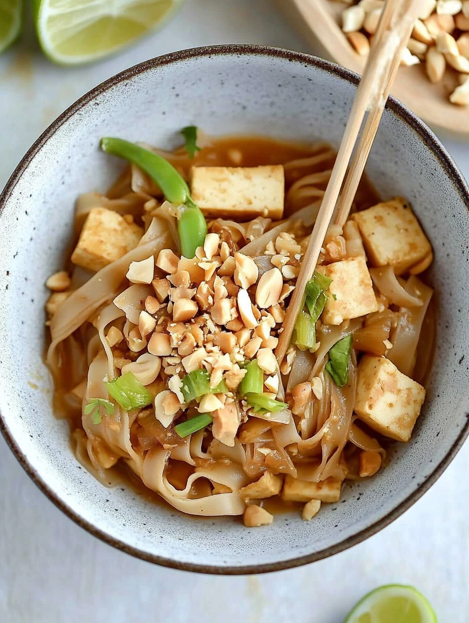 Pad Thaï maison avec tofu et sauce cacahuète crémeuse