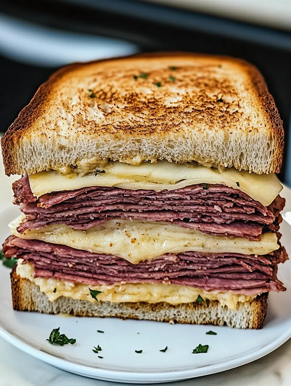 Un sandwich de roast beef sur une plaque.