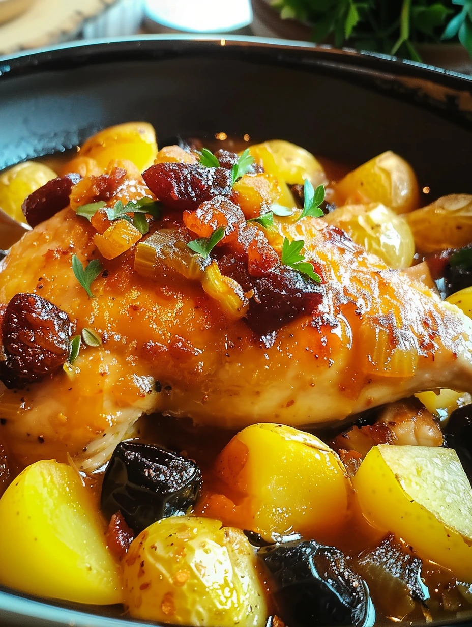 Tajine marocain au poulet et fruits secs