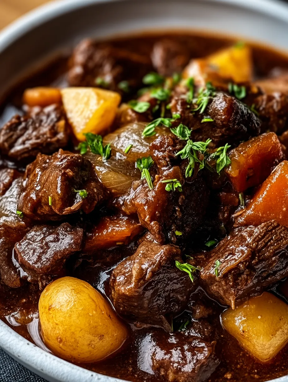 Une image de viande bouillie avec des légumes et des herbes.