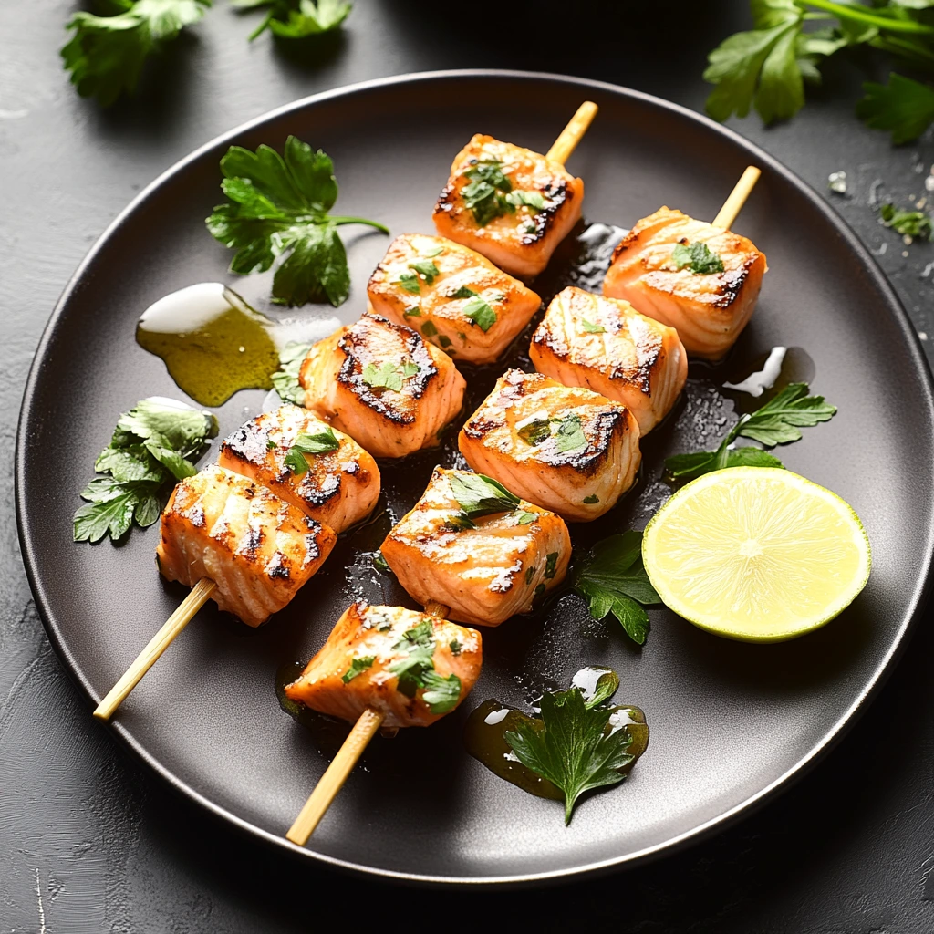 Brochettes de saumon grillé