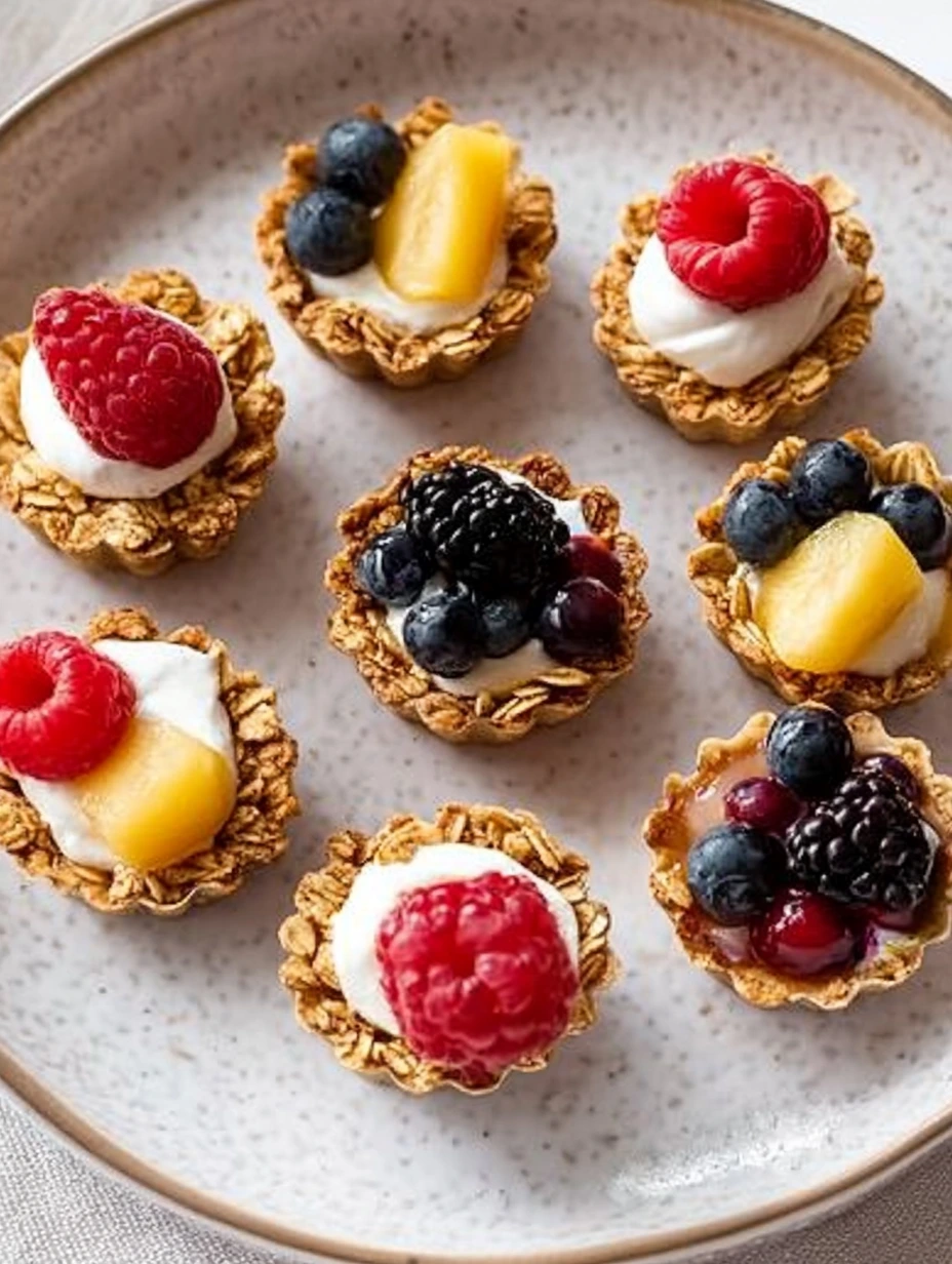 Délicieuses tartelettes au granola avec yaourt et fruits frais