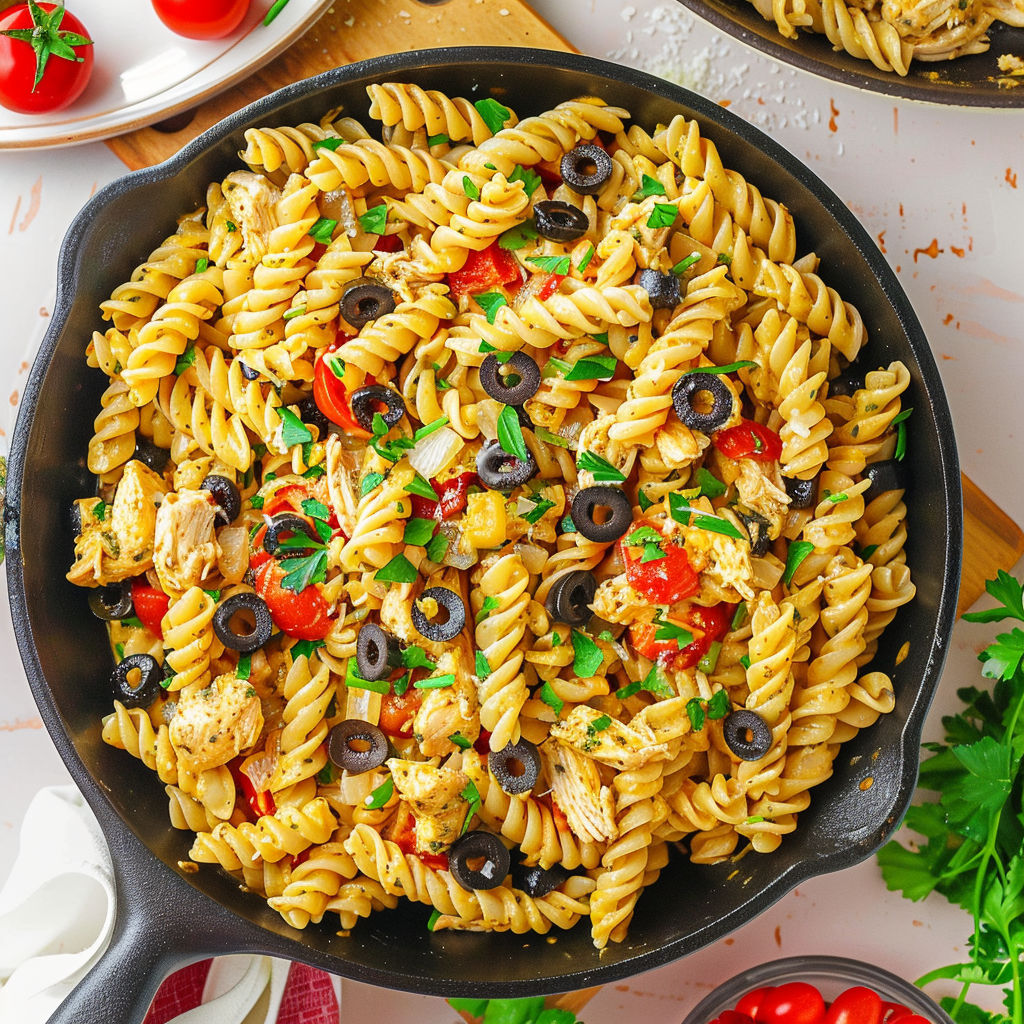 A pan of Arizona chicken pasta.