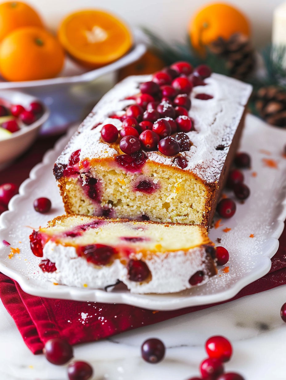 A slice of cranberry orange loaf.