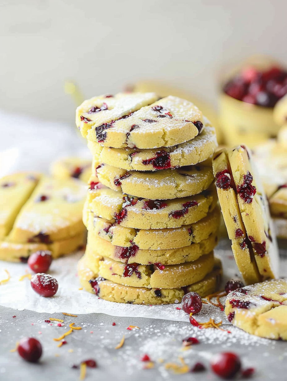 A stack of cookies with white powdered sugar on top.