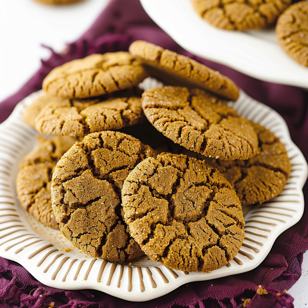 A plate of ginger snap cookies.