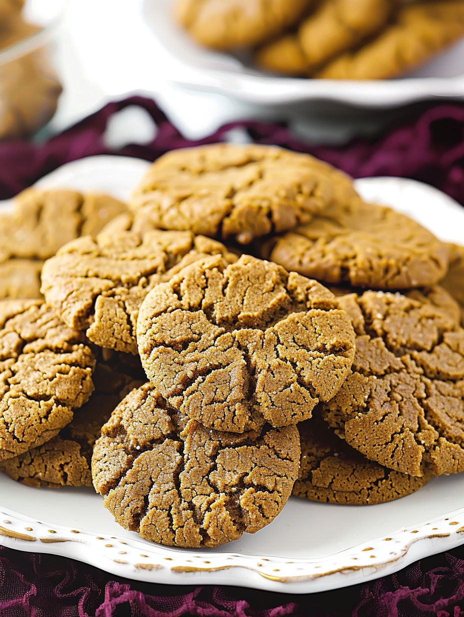 A plate of ginger snap cookies.