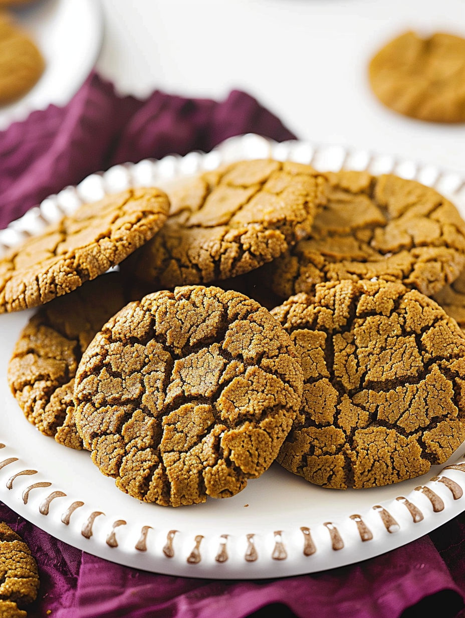 A plate of ginger snap cookies.