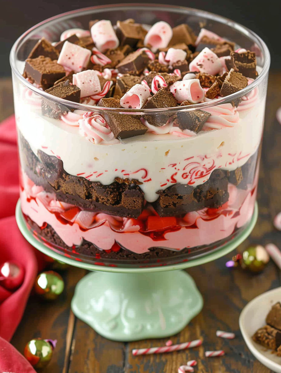 A Peppermint Cheesecake Brownie Trifle.