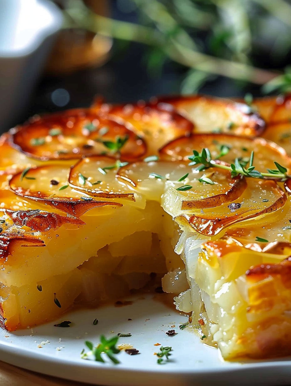 A slice of Gâteau de Pommes de Terre au Four.
