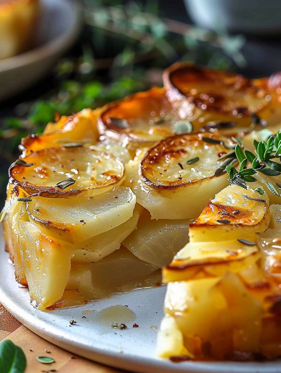 A slice of Gâteau de Pommes de Terre au Four.