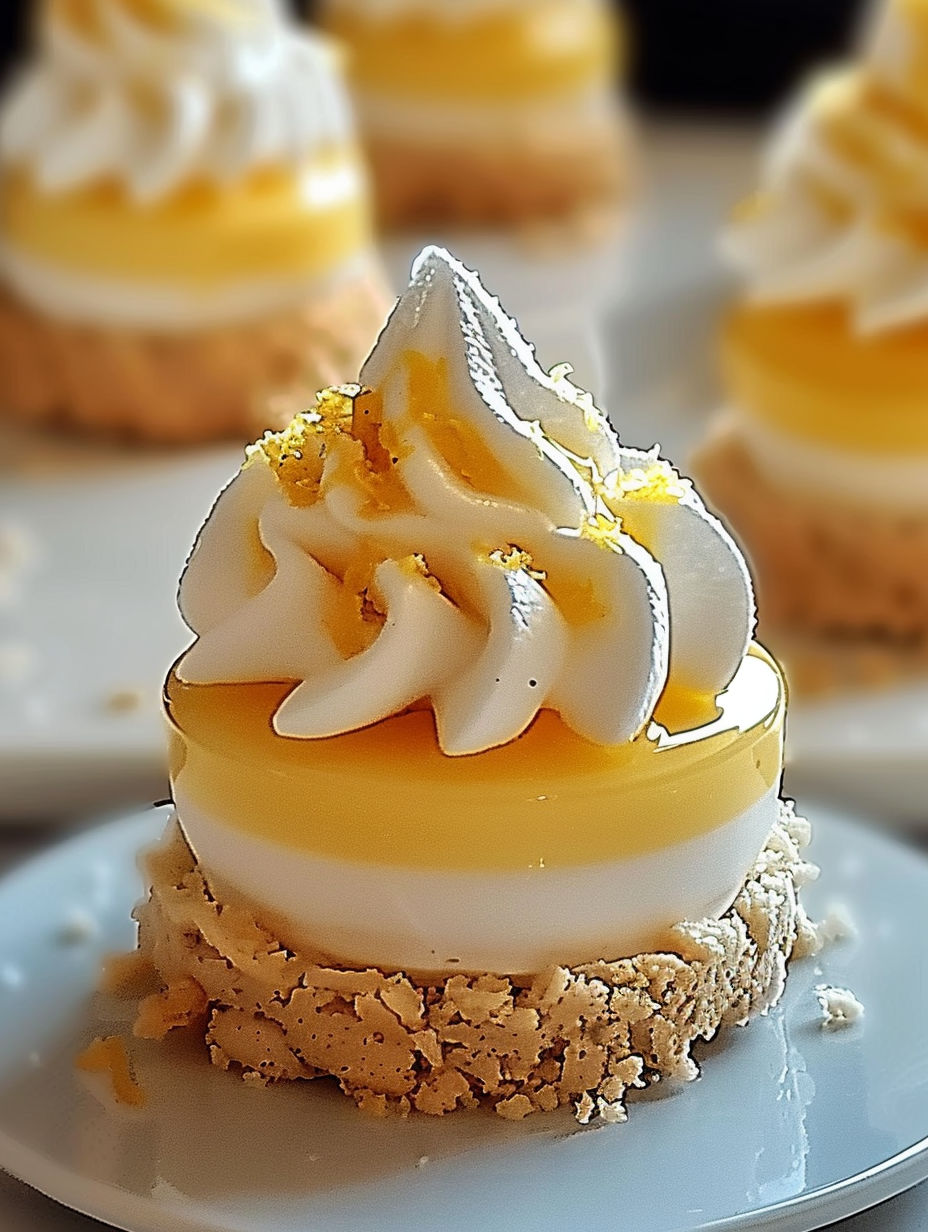 Mini cheesecakes with citron meringué topping.