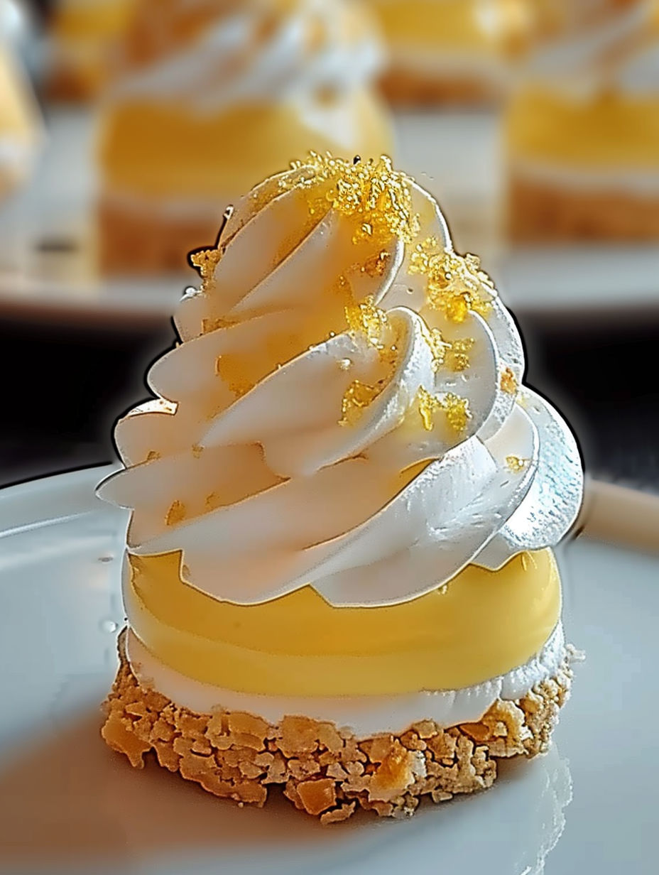A small dessert with a yellow topping.