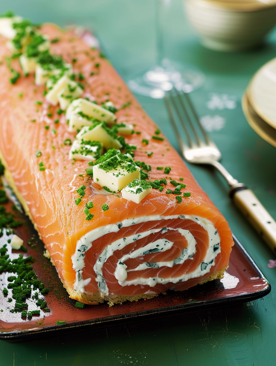 A bûche au saumon and fromage frais.