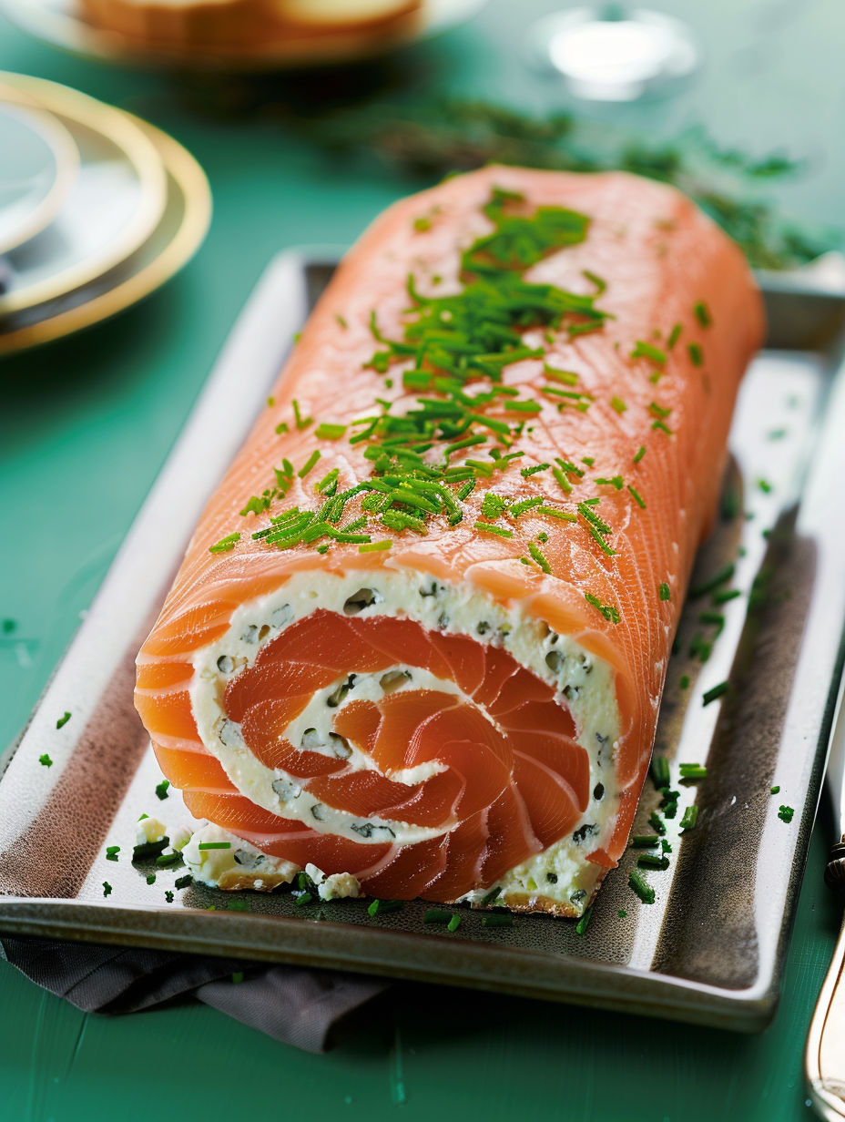 A bûche au saumon and fromage frais.