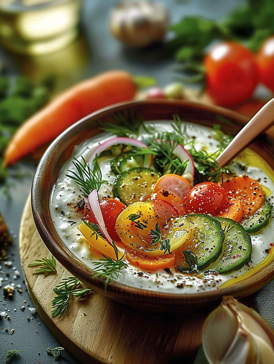 A bowl of vegetables with a spoon in it.