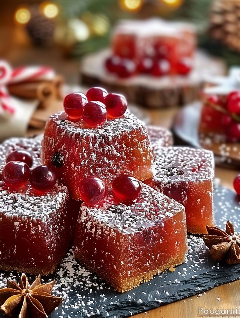 A stack of cakes with red berries on top.