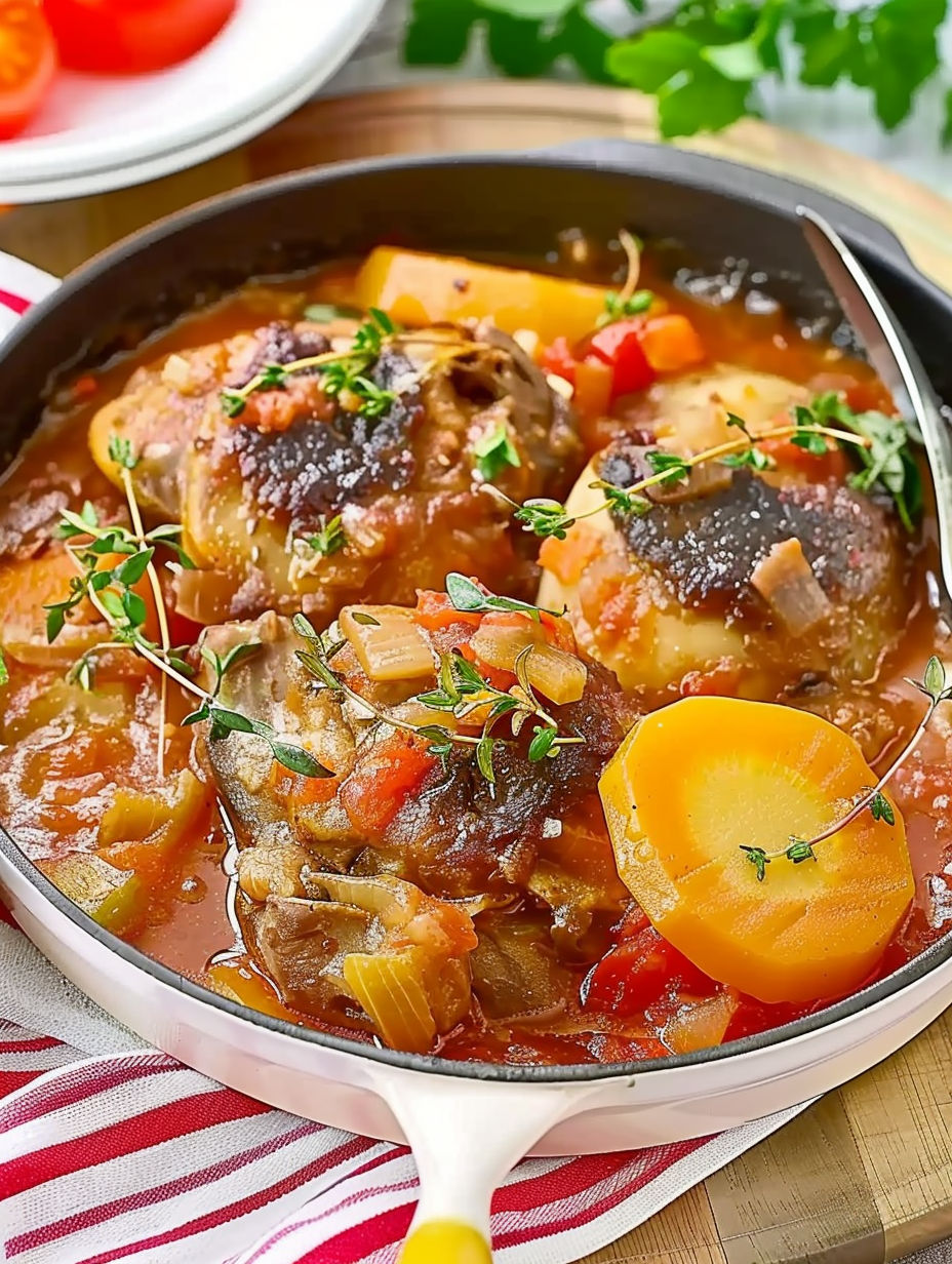 A pan of food with a fork on the side.